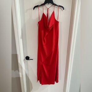 Cushnie 18W Red Halter Midi Dress